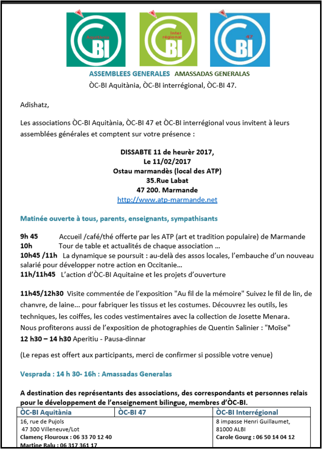 Assemblée générales ÒC-BI à l&rsquo;Ostau